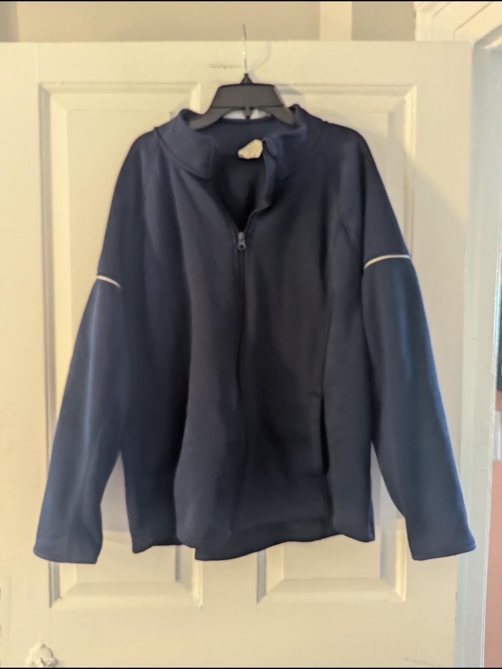 Danskin Now Men's Navy Lightweight Full-Zip Jacket with Contrast Piping